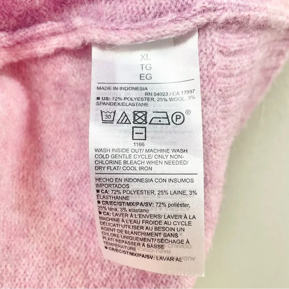 NEW Old Navy Wool Blend Cozy Crew-Neck Pink Ombré Sweater Women's XL $45